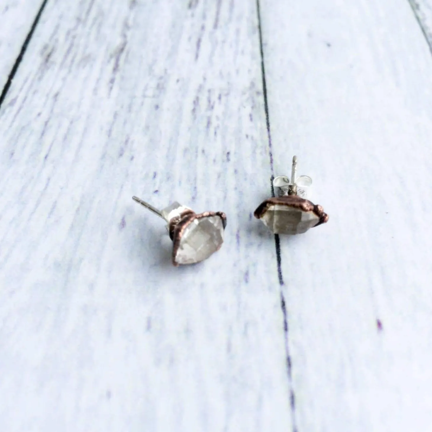 Raw crystal studs | Herkimer diamond earrings