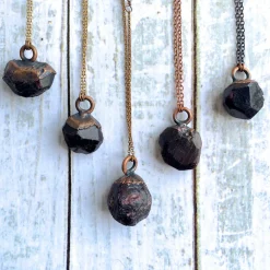 Raw garnet necklace | Garnet crystal necklace