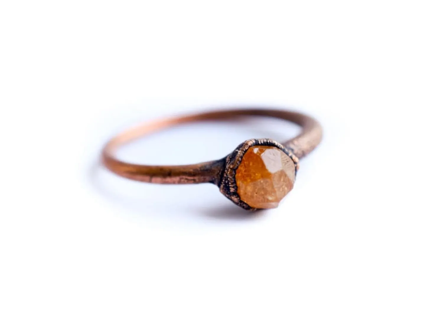Raw garnet ring | Orange Garnet ring