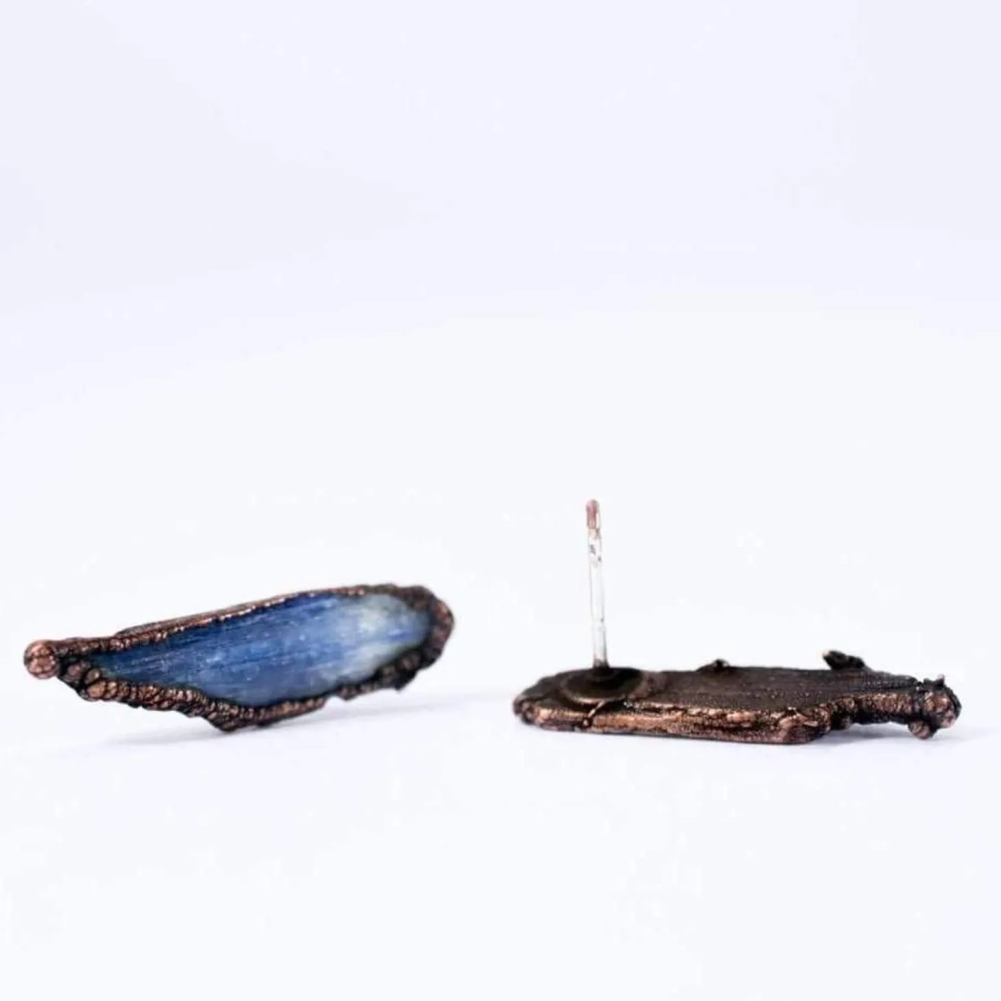 Raw kyanite studs | Blue kyanite crystal earrings