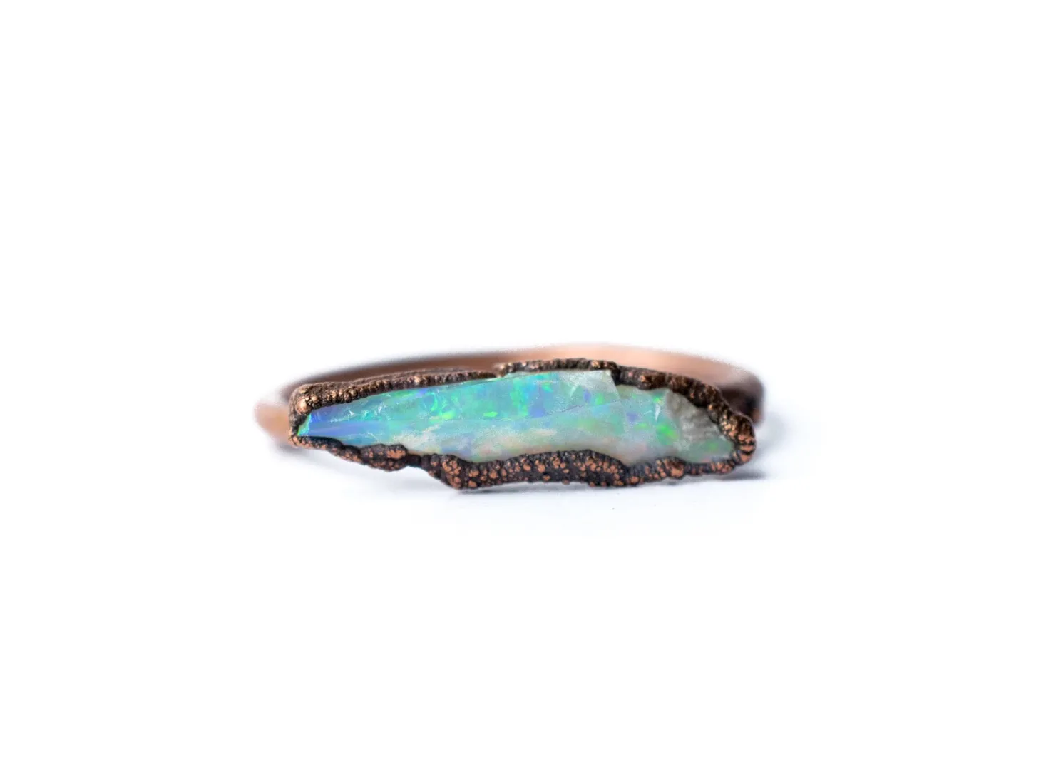 Raw opal bar ring | Rough opal ring