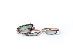 Raw opal bar ring | Rough opal ring