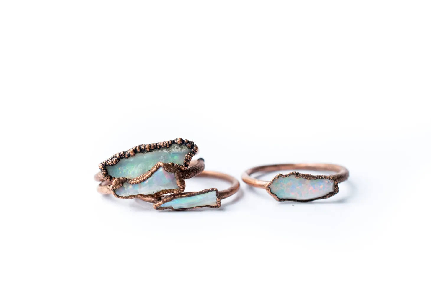 Raw opal bar ring | Rough opal ring