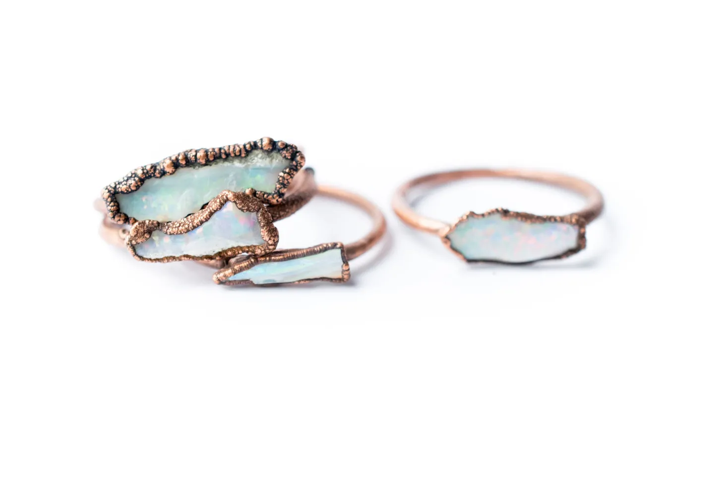 Raw opal bar ring | Rough opal ring