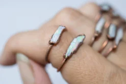 Raw opal bar ring | Rough opal ring