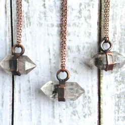 Raw quartz crystal necklace | Electroformed crystal necklace
