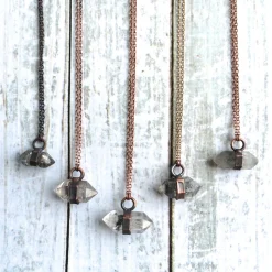 Raw quartz crystal necklace | Electroformed crystal necklace