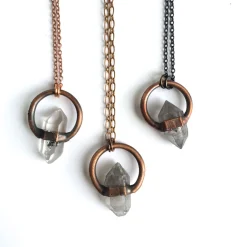 Raw quartz crystal necklace | Electroformed crystal necklace