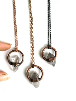 Raw quartz crystal necklace | Electroformed crystal necklace