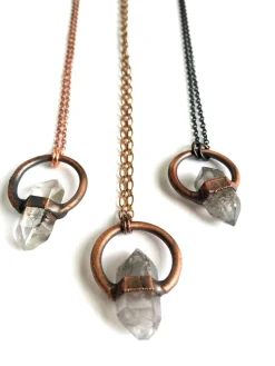 Raw quartz crystal necklace | Electroformed crystal necklace