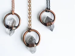 Raw quartz crystal necklace | Electroformed crystal necklace