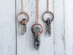 Raw quartz necklace | Double terminated rock crystal necklace