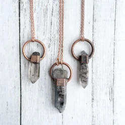 Raw quartz necklace | Double terminated rock crystal necklace