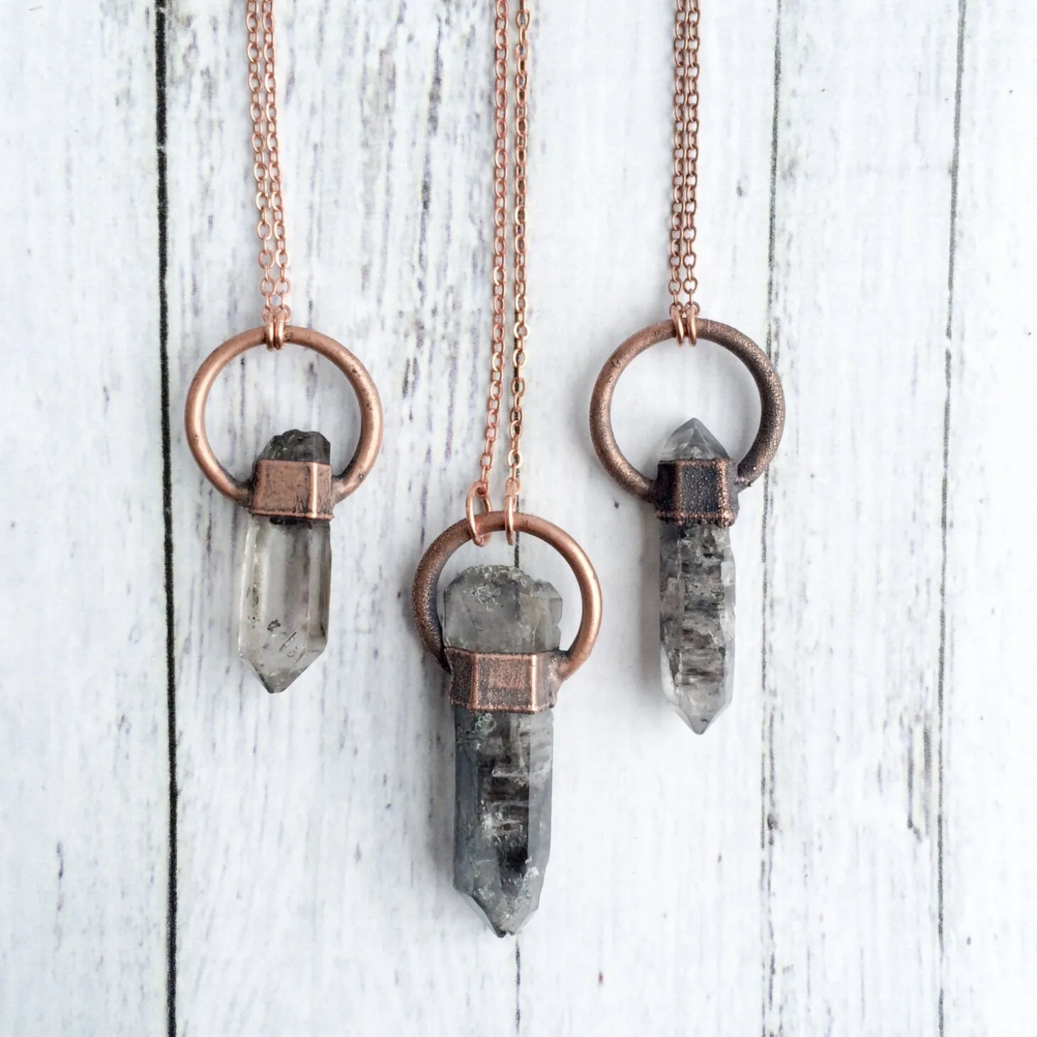 Raw quartz necklace | Double terminated rock crystal necklace