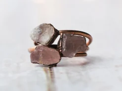 Raw Rose Quartz ring | Simple stone stacking ring