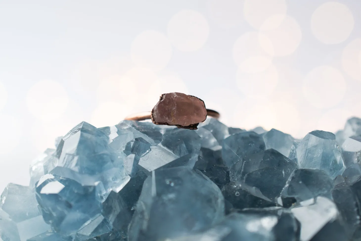 Raw Rose Quartz ring | Simple stone stacking ring
