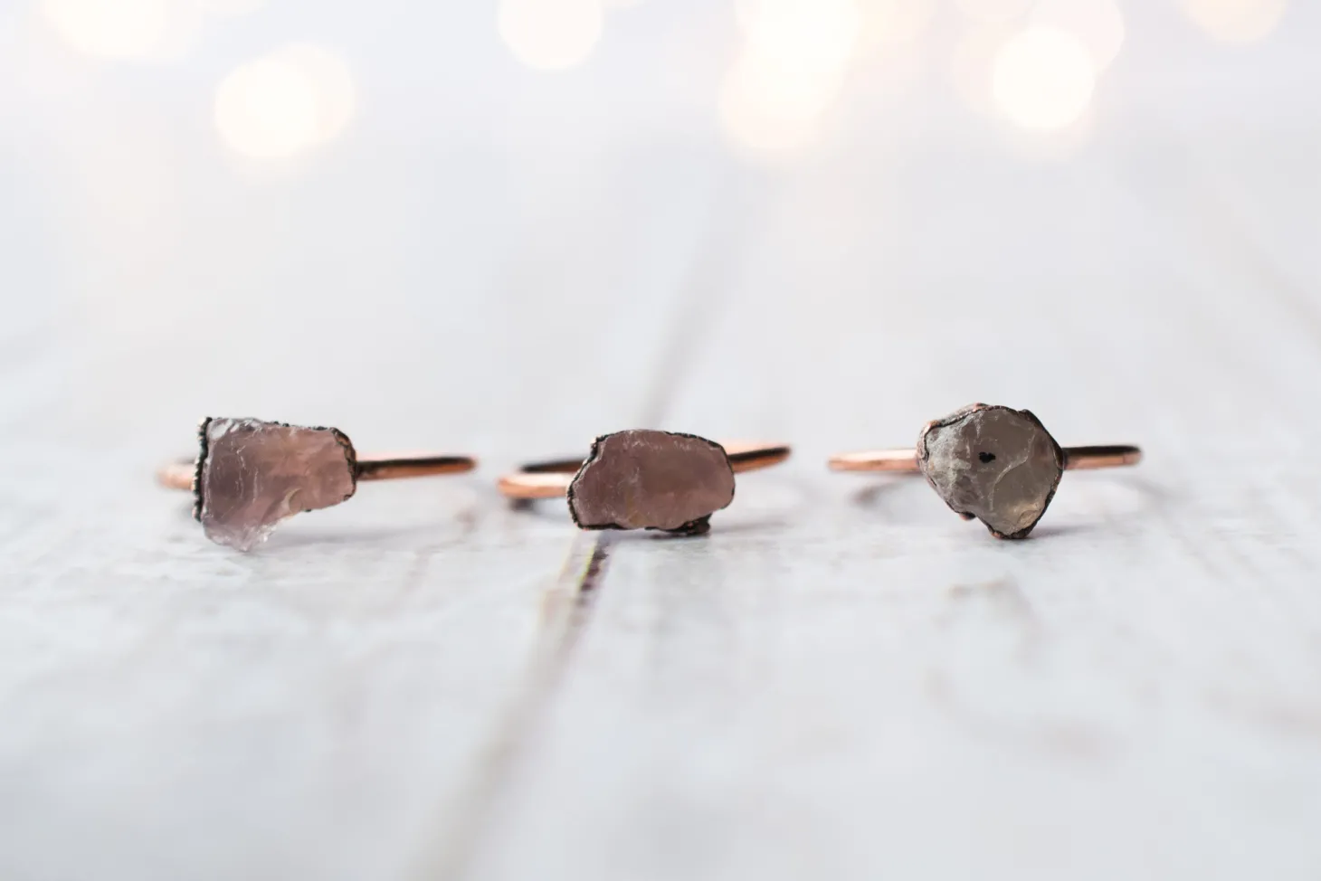 Raw Rose Quartz ring | Simple stone stacking ring