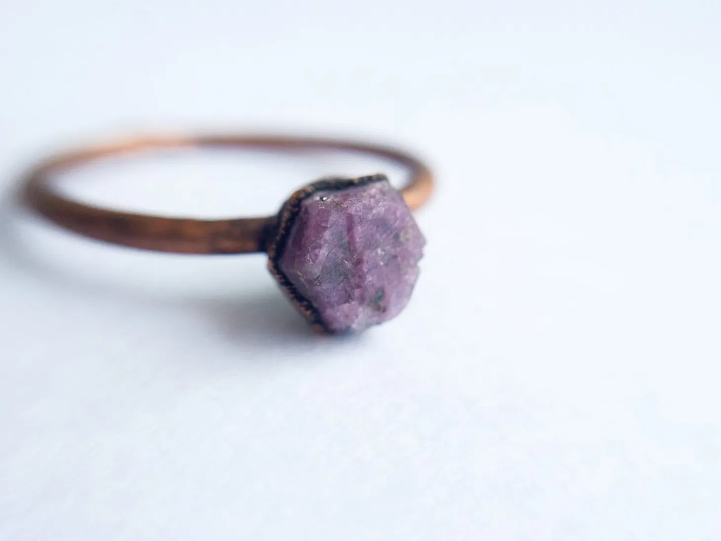 Raw ruby ring | Red ruby stacking ring