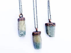 Raw sapphire necklace | Raw sapphire crystal pendant