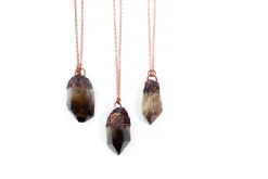 Raw smokey quartz necklace | Raw quartz necklace