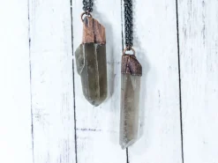 Raw smokey quartz necklace | Raw quartz necklace