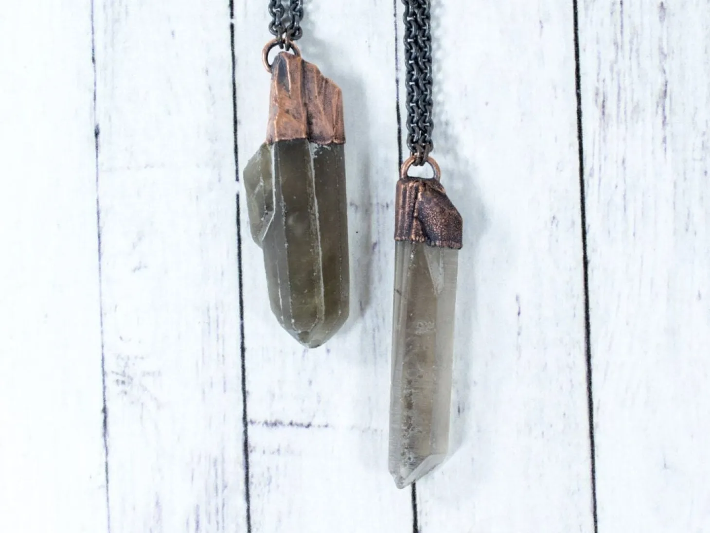 Raw smokey quartz necklace | Raw quartz necklace