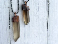 Raw smokey quartz necklace | Raw quartz necklace