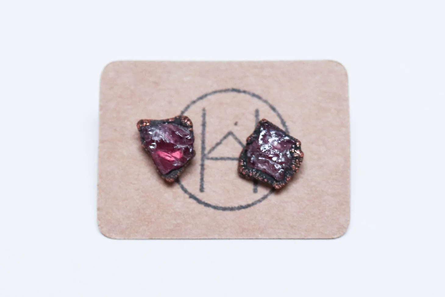 Raw Spinel studs | Rough Spinel earrings