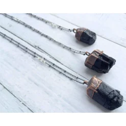 Raw tourmaline necklace | Black tourmaline crystal necklace