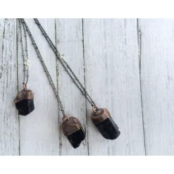 Raw tourmaline necklace | Black tourmaline crystal necklace