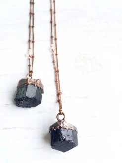 Raw tourmaline necklace | Black tourmaline crystal necklace