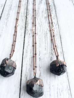 Raw tourmaline necklace | Black tourmaline crystal necklace