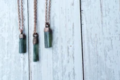 Raw tourmaline necklace | Green tourmaline crystal necklace