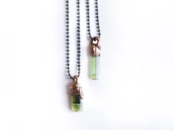 Raw tourmaline necklace | Green tourmaline necklace