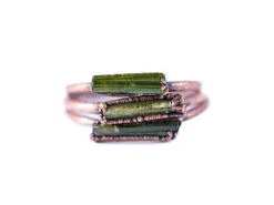 Raw tourmaline ring | Green tourmaline crystal ring