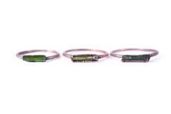 Raw tourmaline ring | Green tourmaline crystal ring