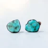 Raw turquoise stud earrings | Turquoise nugget sterling silver post earring