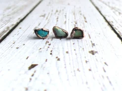 Raw turquoise stud earrings | Turquoise nugget sterling silver post earring