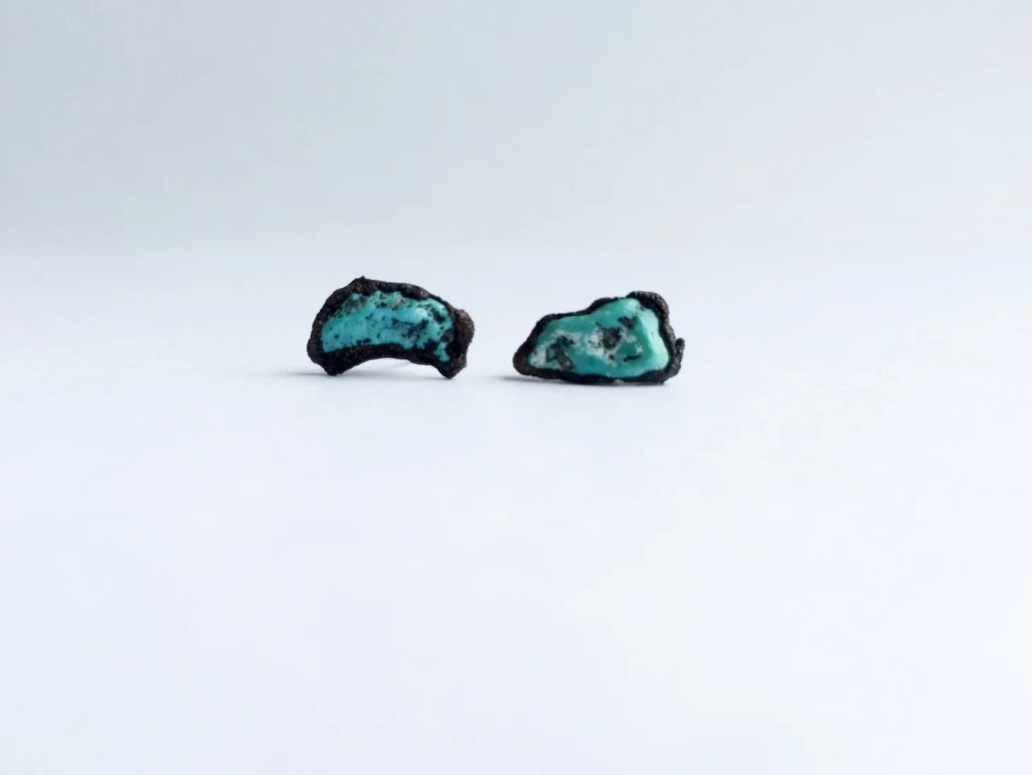 Raw turquoise stud earrings | Turquoise nugget sterling silver post earring