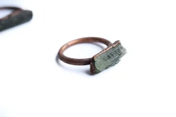 Rectangular Moldavite ring | Genuine moldavite ring