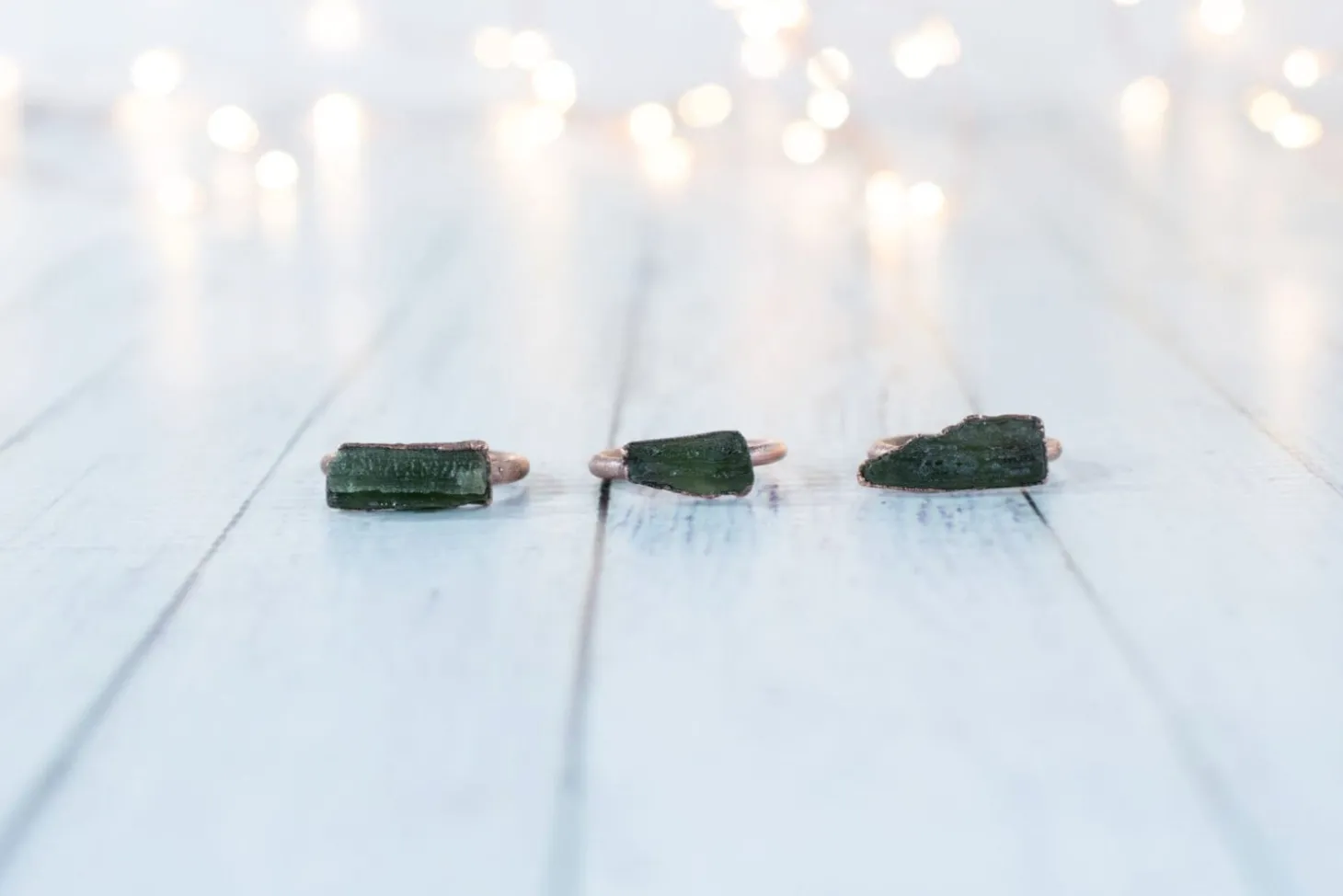 Rectangular Moldavite ring | Genuine moldavite ring