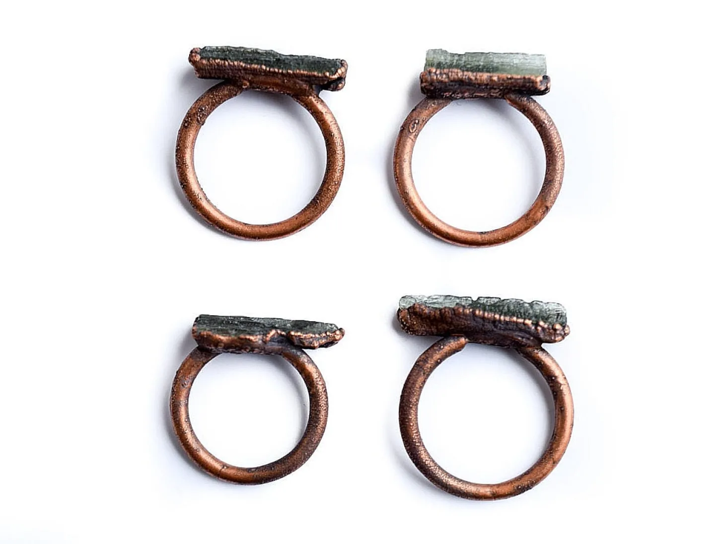 Rectangular Moldavite ring | Genuine moldavite ring