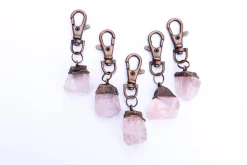 Rose Quartz crystal keychain | Raw crystal keychain