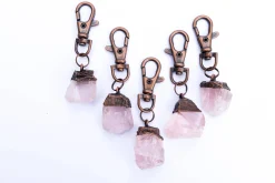 Rose Quartz crystal keychain | Raw crystal keychain