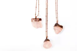 Rose Quartz crystal necklace | Electroformed crystal necklace