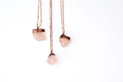 Rose Quartz crystal necklace | Electroformed crystal necklace