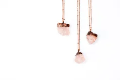 Rose Quartz crystal necklace | Electroformed crystal necklace
