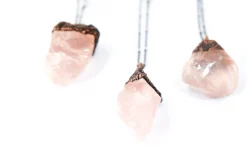 Rose Quartz crystal necklace | Electroformed crystal necklace