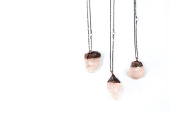 Rose Quartz crystal necklace | Electroformed crystal necklace