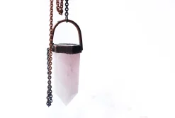 Rose Quartz crystal necklace | Electroformed crystal necklace